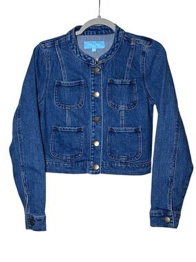 Draper James 4-Pocket Blue Denim Jean Jacket Cotton Blend Stretch